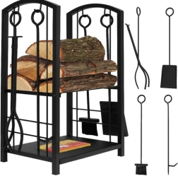 Βάση για ξύλα τζακιού με εργαλεία