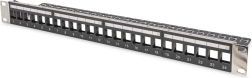 Αρθρωτό patch panel 19" με 24 θύρες για keystone modules, 1U, θωρακισμένο, με διαχείριση καλωδίων