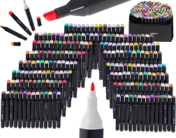 Διπλής όψης αλκοολικοί μαρκαδόροι σε θήκη, 168 χρώματα