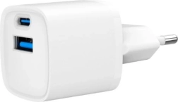 Μίνι φορτιστής USB‑A/USB‑C 20 W με PD και QC 3.0 – λευκός