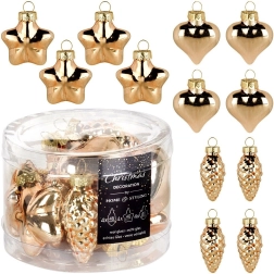 Γυάλινες χριστουγεννιάτικες μπάλες χρυσές 4–4,5 cm, σετ 12 τεμ.
