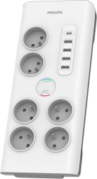 Προστασία υπέρτασης με 6 πρίζες FR, USB 35 W, καλώδιο 2 m