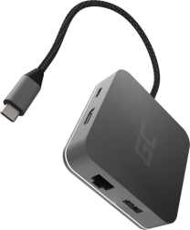 USB‑C hub GREEN CELL 6σε1 με HDMI, RJ45 και τροφοδοσία USB‑C PD