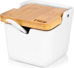 Κεραμική ζαχαριέρα 250 ml με μπαμπού καπάκι και κουτάλι