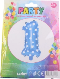 Μπαλόνι αριθμός 1 μπλε με αστεράκια