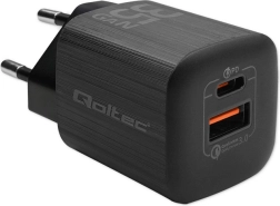 Φορτιστής τοίχου QOLTEC 35 W GaN Ultra, 1× USB‑C PD + 1× USB‑A, μαύρος