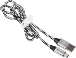 Πλεκτό καλώδιο USB USB‑A σε USB‑C 1 m μαύρο‑ασημί