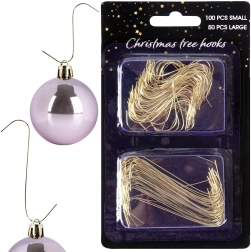 Χρυσά γαντζάκια για χριστουγεννιάτικα στολίδια 4 και 6 cm, 150 τεμ.