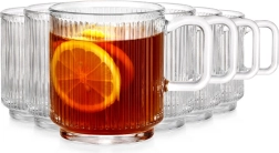 Ποτήρια με χερούλι 350 ml, σετ 6 τεμ., ριγέ γυαλί Vilde