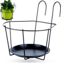 Μεταλλική βαλκονόπορτα στήριξης γλάστρας, μαύρη