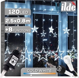 Κρεμαστή φωτεινή γιρλάντα με αστεράκια 120 LED, 2,5 m, ψυχρό λευκό