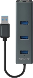 Savio hub USB-A 3.1 Gen 1 με 3 θύρες και αντάπτορα RJ‑45 gigabit ethernet