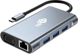 USB‑C hub 8‑σε‑1 με HDMI, VGA, RJ45 και τροφοδοσία PD