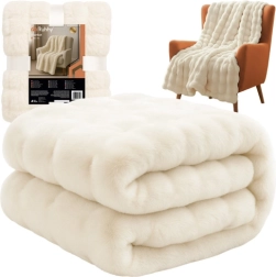 Μαλακή λευκή κουβέρτα 160 × 100 cm RUHHY