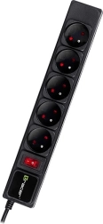 Πολύπριζο Tracer PowerGear 3 m μαύρο 5 πρίζες