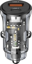 Φορτιστής αυτοκινήτου 30W 1xUSB + 1xUSB-C Γρήγορη φόρτιση