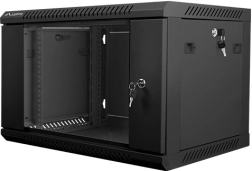 Επιτοίχιο server rack 19'' 6U 600x450mm μαύρο με γυάλινες πόρτες