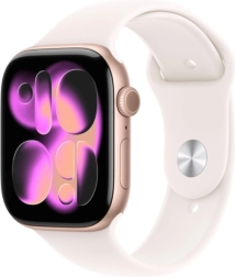 Apple Watch Series 11 GPS 42 mm ροζ-χρυσό αλουμίνιο με αθλητικό λουράκι ανοιχτό ροζ S/M
