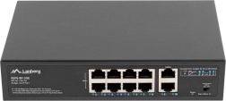 LANBERG μη διαχειριζόμενο PoE+ switch 8 θυρών 10/100 Mb/s με 2× gigabit uplink για rack