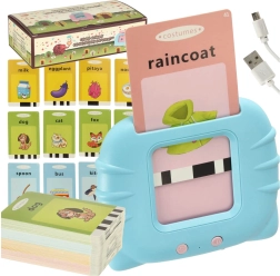 Παιδικός ηχητικός αναγνώστης και κάρτες για εκμάθηση αγγλικών, 112 διπλές κάρτες, μπλε