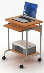 Συμπαγές γραφείο υπολογιστή με συρόμενο ράφι για πληκτρολόγιο, σε αποχρώση οξιάς