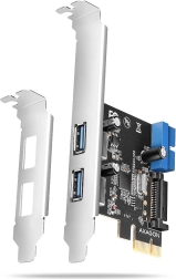 Ελεγκτής PCIe AXAGON με 2× USB-A και 2× εσωτερικό USB 5 Gbps, UASP, χαμηλού προφίλ, τροφοδοσία SATA
