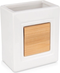 Λευκό ποτηράκι μπάνιου από δολομίτη με μπαμπού