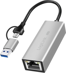 Προσαρμογέας USB‑A/USB‑C σε Ethernet 2,5G, γκρι
