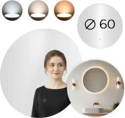 Στρογγυλός καθρέφτης μπάνιου LED ModernHome 60 cm