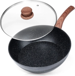 Γρανιτένιο τηγάνι με γυάλινο καπάκι BLACK&WOOD 28 cm, 3,5 l