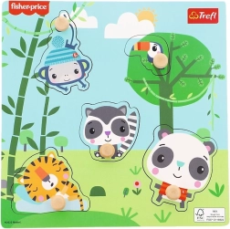 Ξύλινο ένθετο παζλ FISHER-PRICE ζούγκλα, 5 τεμάχια