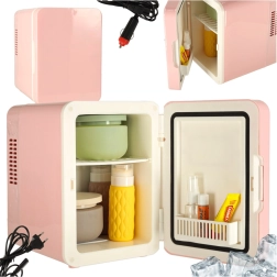 Ηλεκτρικό φορητό μίνι ψυγείο 2 σε 1 ροζ 4L