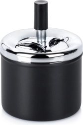 Μεταλλικό κλειόμενο περιστρεφόμενο τασάκι μαύρο 9,5 × 13 εκ.