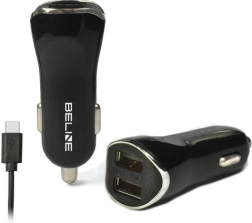 Φορτιστής αυτοκινήτου 2× USB + USB‑C 2,1 A μαύρος