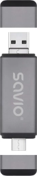 Αναγνώστης καρτών Savio 3σε1 USB-C, USB-A, micro USB