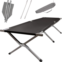Πτυσσόμενο στρατιωτικό κρεβάτι κάμπινγκ XXL – μαύρο