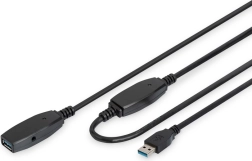 Ενεργό καλώδιο επέκτασης USB 3.0 20 m μαύρο