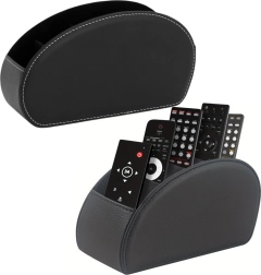 Οργανωτής για τηλεχειριστήρια με 5 θήκες από μαύρη οικολογική δερματίνη