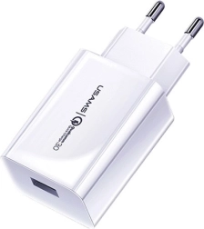 Φορτιστής πρίζας USAMS T22 1xUSB 18W QC 3.0 Γρήγορη φόρτιση