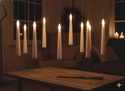 Σετ 10 κρεμαστών LED κεριών με μαγικό ραβδί 1,5 × 15,5 cm