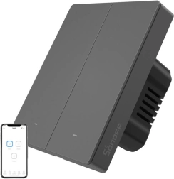 Έξυπνος επιτοίχιος διακόπτης Wi‑Fi Sonoff M5, 2 καναλιών, για πλαίσιο, γραφίτης
