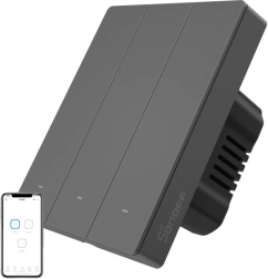 Έξυπνος επιτοίχιος διακόπτης Wi‑Fi Sonoff M5, 3 καναλιών, για πλαίσιο, γραφίτης