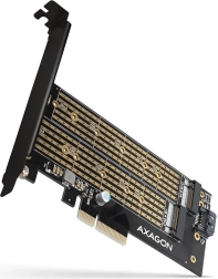 Εσωτερικός προσαρμογέας PCIe x4 για 2× M.2 – NVMe M‑key + SATA B‑key, πλήρης και χαμηλού προφίλ (low profile) κάλυψη υποδοχής