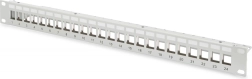 Αρθρωτό patch panel 19" 24 θυρών για μονάδες keystone, 1U, θωρακισμένο, με οργάνωση καλωδίων και πεδία επισήμανσης, γκρι
