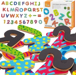 VIGA πολύχρωμα μαγνητικά γράμματα και αριθμοί – ξύλινο σετ 77 τεμαχίων