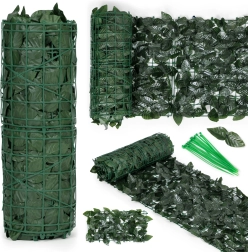 Τεχνητός ζωντανός φράχτης 300 × 50 εκ., σκούρο πράσινο μπαλκονόπανo με καμουφλάζ