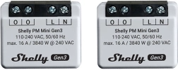 Shelly PM Mini Gen3 – σετ 2 μετρητών κατανάλωσης, Wi‑Fi/Bluetooth