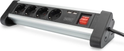 Γραφική γραμμική πρίζα 45° με 4 πρίζες, 2x USB (5V/2A), περιστρεφόμενη 290°
