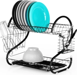 Μαύρη διώροφη βάση στράγγισης πιάτων 52 × 24,5 × 38 εκ. Vilde