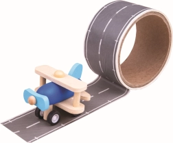Bigjigs Toys κολλητική ταινία – διάδρομος προσγείωσης με ξύλινο αεροπλανάκι